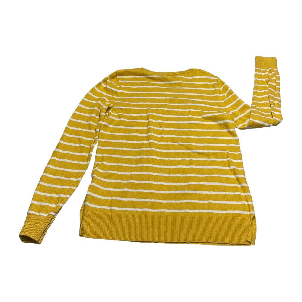 Old Navy Sweater Girls XS Yellow White Striped Ribbed Classic Fit Long Sleeve - Picture 2 of 6
